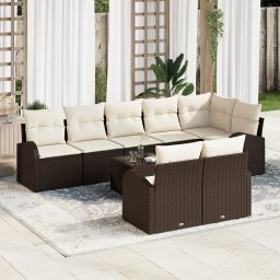 vidaXL Tuin Sofa Set 9 st 8-Aantal zitplaatsen Bruin en Crème
