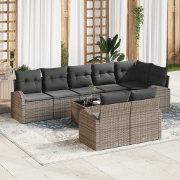 vidaXL Tuin Sofa Set 9 st 8-Aantal zitplaatsen Grijs poly rattan