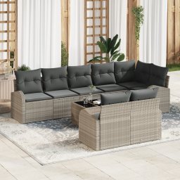vidaXL Tuin Sofa Set 9 st 8-Aantal zitplaatsen Lichtgrijs poly rattan