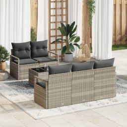 vidaXL Bankstel 6 st 5-Aantal zitplaatsen Lichtgrijs poly rattan