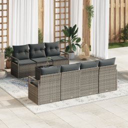 vidaXL Bankstel 8 st 7-Aantal zitplaatsen Grijs poly rattan