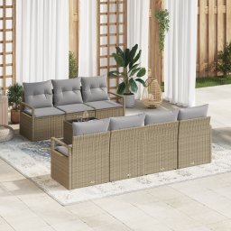 vidaXL Bankstel 8 st 7-Aantal zitplaatsen Beige en Grijs poly rattan