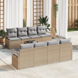 vidaXL Bankstel 7 st 6-Aantal zitplaatsen Beige en Grijs poly rattan