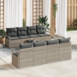 vidaXL Bankstel 7 st 6-Aantal zitplaatsen Lichtgrijs poly rattan