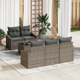 vidaXL Bankstel 6 st Grijs poly rattan