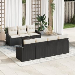 vidaXL Bankstel 8 st Zwart en Crème poly rattan