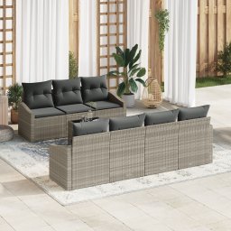 vidaXL Bankstel 8 st Lichtgrijs poly rattan