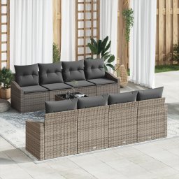 vidaXL Bankstel 9 st Grijs poly rattan