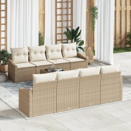 vidaXL Bankstel 9 st Beige en Crème poly rattan