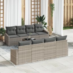 vidaXL Bankstel 9 st Lichtgrijs poly rattan
