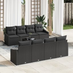 vidaXL Bankstel 9 st Zwart poly rattan