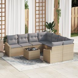 vidaXL Bankstel 9 st Beige en Licht Grijs poly rattan