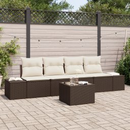 vidaXL Bankstel 5 st Bruin en Crème poly rattan