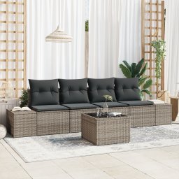 vidaXL Bankstel 5 st Grijs poly rattan