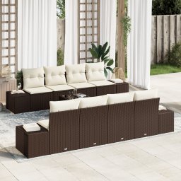 vidaXL Tuin Sofa Set 7 st Bruin en crème poly rattan