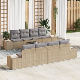 vidaXL Tuin Sofa Set 7 st Beige en Licht Grijs poly rattan