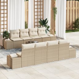 vidaXL Tuin Sofa Set 7 st Beige en Crème poly rattan