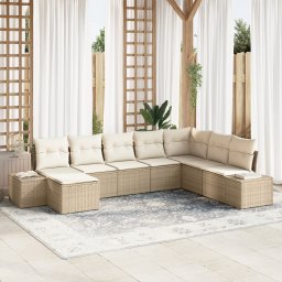 vidaXL Tuin Sofa Set 8 st Beige poly rattan