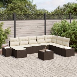 vidaXL Tuin Sofa Set 9 st Bruin poly rattan