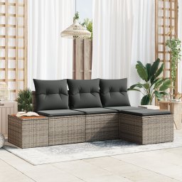 vidaXL Tuin Sofa Set 4 st Grijs poly rattan