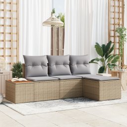vidaXL Tuin Sofa Set 4 st Beige poly rattan