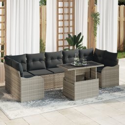vidaXL Tuin Sofa Set 8 st Licht Grijs en Grijs poly rattan