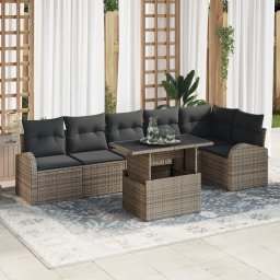 vidaXL Tuin Sofa Set 7 st Grijs poly rattan