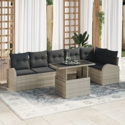 vidaXL Tuin Sofa Set 7 st Lichtgrijs poly rattan