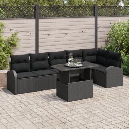 vidaXL Tuin Sofa Set 7 st Zwart poly rattan