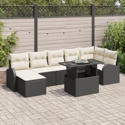 vidaXL Tuin Sofa Set 8 st Zwart en Crème poly rattan
