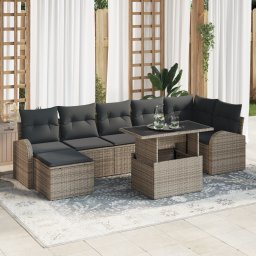 vidaXL Tuin Sofa Set 8 st Grijs poly rattan