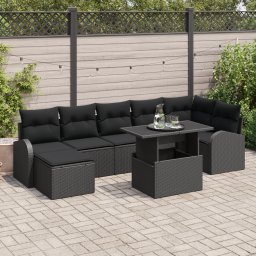 vidaXL Tuin Sofa Set 8 st Zwart poly rattan