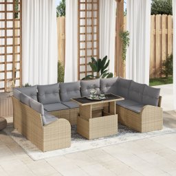 vidaXL Tuin Sofa Set 10 st Beige en Licht Grijs poly rattan