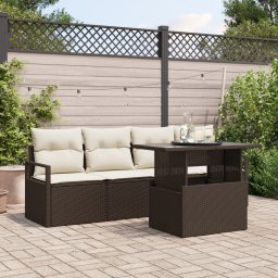 vidaXL Tuin Sofa Set 5 st 4-Aantal zitplaatsen Bruin poly rattan