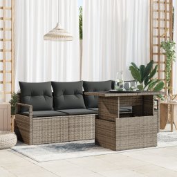 vidaXL Tuin Sofa Set 5 st 4-Aantal zitplaatsen Grijs poly rattan
