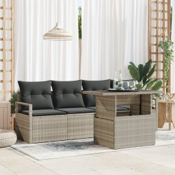 vidaXL Tuin Sofa Set 5 st 4-Aantal zitplaatsen Licht poly rattan
