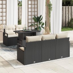 vidaXL Tuin Sofa Set 6 st 5-Aantal zitplaatsen Zwart poly rattan