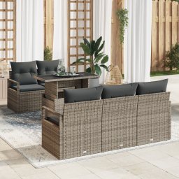 vidaXL Tuin Sofa Set 6 st 5-Aantal zitplaatsen Grijs poly rattan