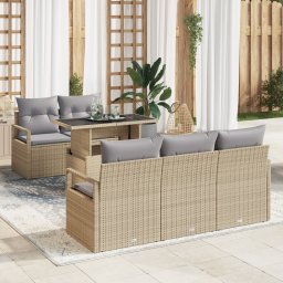 vidaXL Tuin Sofa Set 6 st 5-Aantal zitplaatsen Beige en Licht Grijs