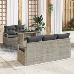 vidaXL Tuin Sofa Set 6 st 5-Aantal zitplaatsen Lichtgrijs poly rattan