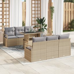 vidaXL Tuin Sofa Set 7 st 6-Aantal zitplaatsen Beige en Licht Grijs