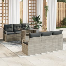 vidaXL Tuin Sofa Set 7 st 6-Aantal zitplaatsen Lichtgrijs poly rattan
