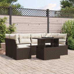vidaXL Tuin Sofa Set 7 st 6-Aantal zitplaatsen Bruin poly rattan