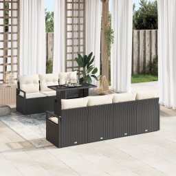 vidaXL Tuin Sofa Set 8 st 7-Aantal zitplaatsen Zwart en Crème