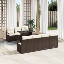 vidaXL Tuin Sofa Set 8 st 7-Aantal zitplaatsen Bruin en Crème