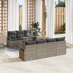 vidaXL Tuin Sofa Set 8 st 7-Aantal zitplaatsen Grijs poly rattan