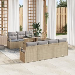 vidaXL Tuin Sofa Set 8 st 7-Aantal zitplaatsen Beige en Licht Grijs