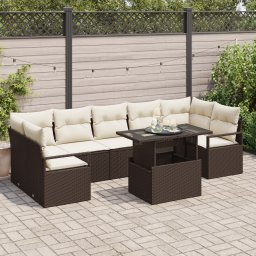 vidaXL Tuin Sofa Set 8 st 7-Aantal zitplaatsen Bruin en Crème
