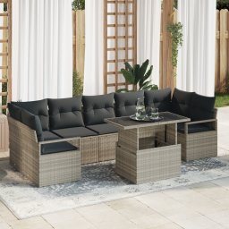vidaXL Tuin Sofa Set 8 st 7-Aantal zitplaatsen Lichtgrijs poly rattan