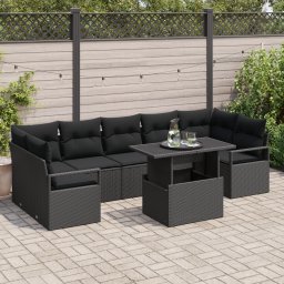 vidaXL Tuin Sofa Set 8 st 7-Aantal zitplaatsen Zwart poly rattan